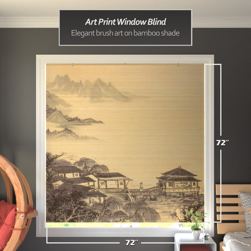 Fenêtre en bambou - abat-jour romain semi-diaphane noir / brun, 72"W x 72"L