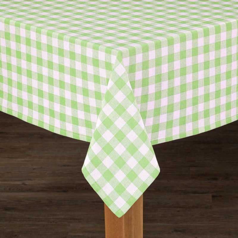 Knopp Plaid 100% Cotton Tablecloth, Green, 72" L x 54" W