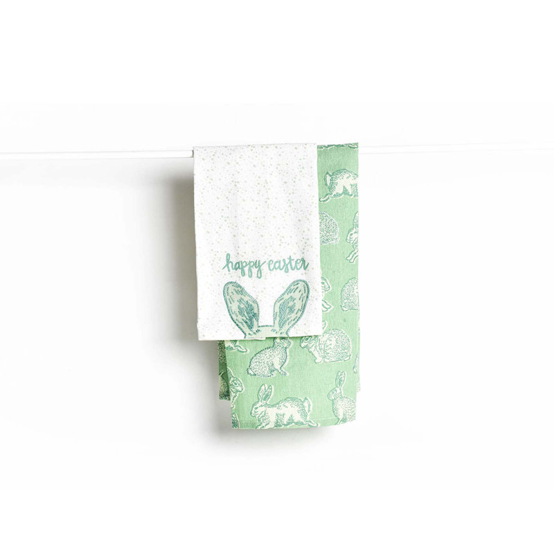 Ensemble de 2 serviettes de lapin sauge