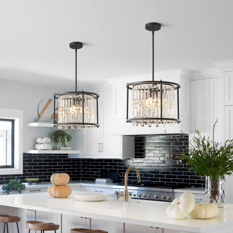 Jennesa 1 - Pack Pendant Lights Kitchen Island Crystal Semi Flush Mount Ceiling Light Modern Chandeliers for Hallway Entryway Bedroom Balcony