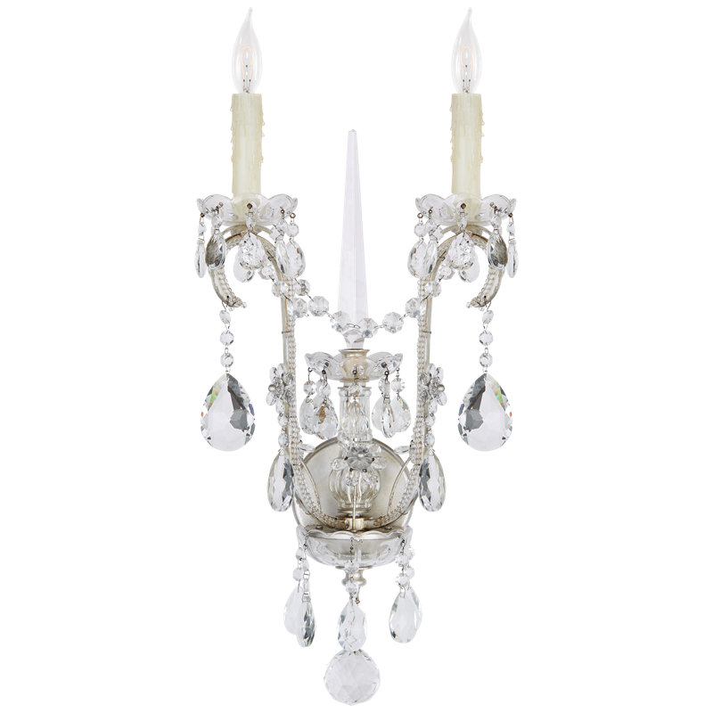 Ralph Lauren Alessandra 2 Light Large Candle Wall Light, Antique Silver Leaf