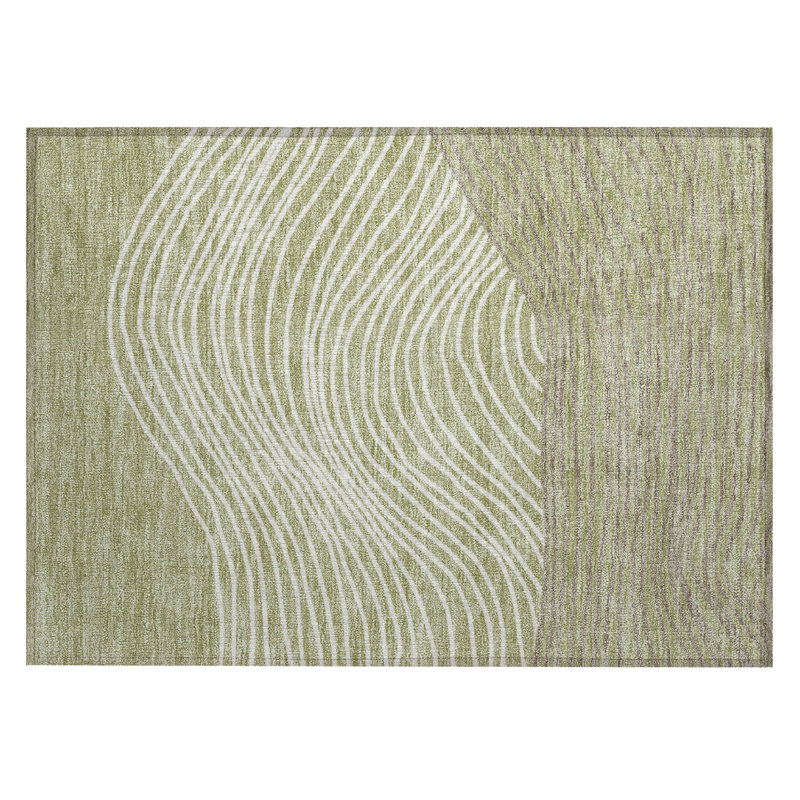 Machine Washable Indoor/Outdoor Buster ACN2350 Stripes Rug, Rectangle 1'8" x 2'6"