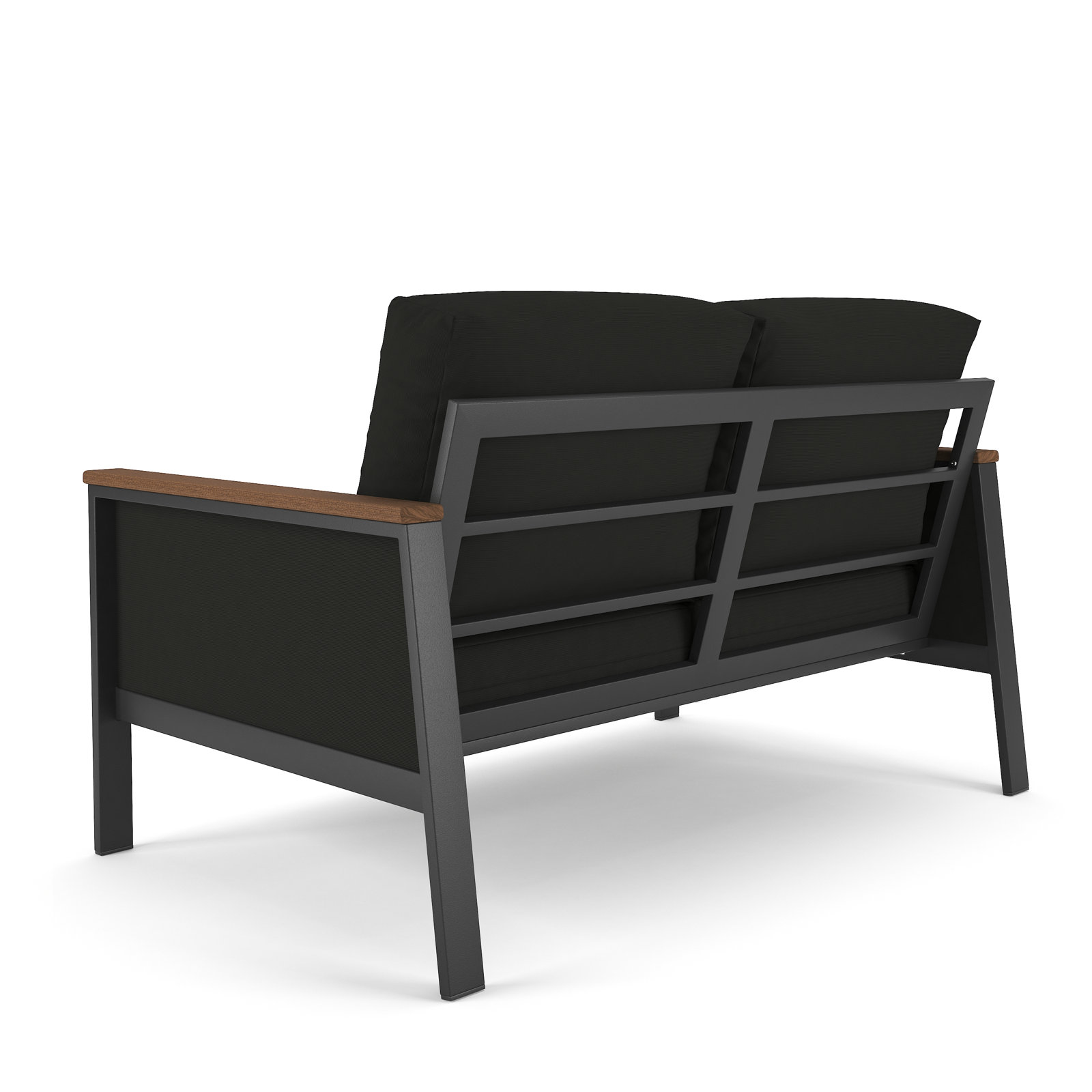 Townsend 55" Sunbrella® Patio Loveseat, Canvas Black, Brown/Canvas Black
