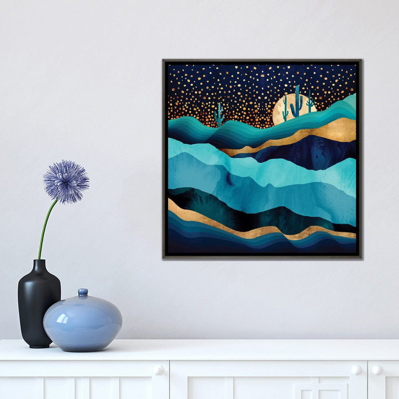 « indigo desert night » par kim haskins-impression d’art graphique, H 18 po x l 18 po x P 1,5 po