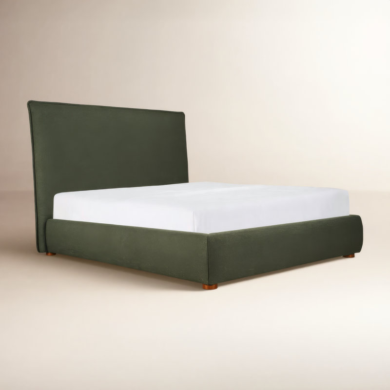 Lit plateforme tapissier Timothy, Très grand, Natté vert foncé, 54