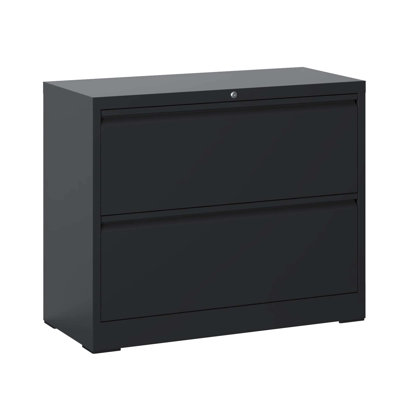 Modern Lockable File Cabinet For Office, 2 Drawer Metal, Black, Fits Legal/Letter/A4/F4 Sizes Locking Metal Cabinet, Drawers, Multiple