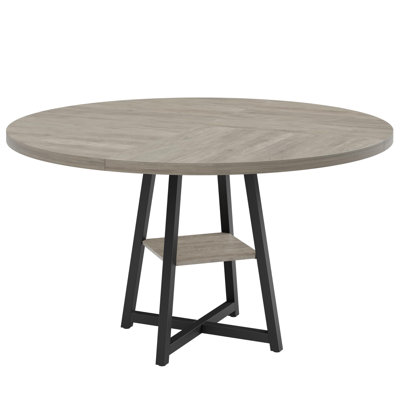 Table de salle à manger ronde de 47 po pour 4 à 6 personnes, table industrielle moderne avec chaises