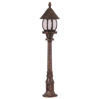 Lampe sur pied traditionnelle pour l'extérieur, brun, 39,4 po x 7,9 po | Corps en ABS durable avec capuchon en acrylique | Douille E27, 40 W maximum | Indice de protection IP65 | Parfait pour les patios et les jardins de style industriel et nostalgique