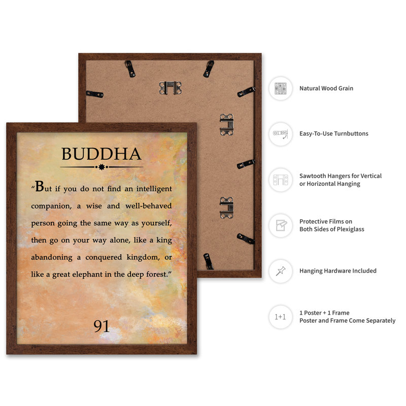 Citation de Bouddha, Affiche, H 24 po x l 32 po, Encadrement brun