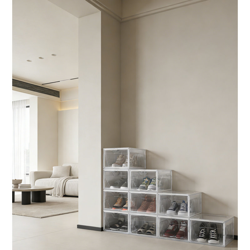 Boîte de rangement transparente pour chaussures empilable