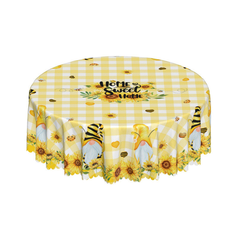 Nappe lavable en polyester de style campagnard avec motif tournesol et guingan