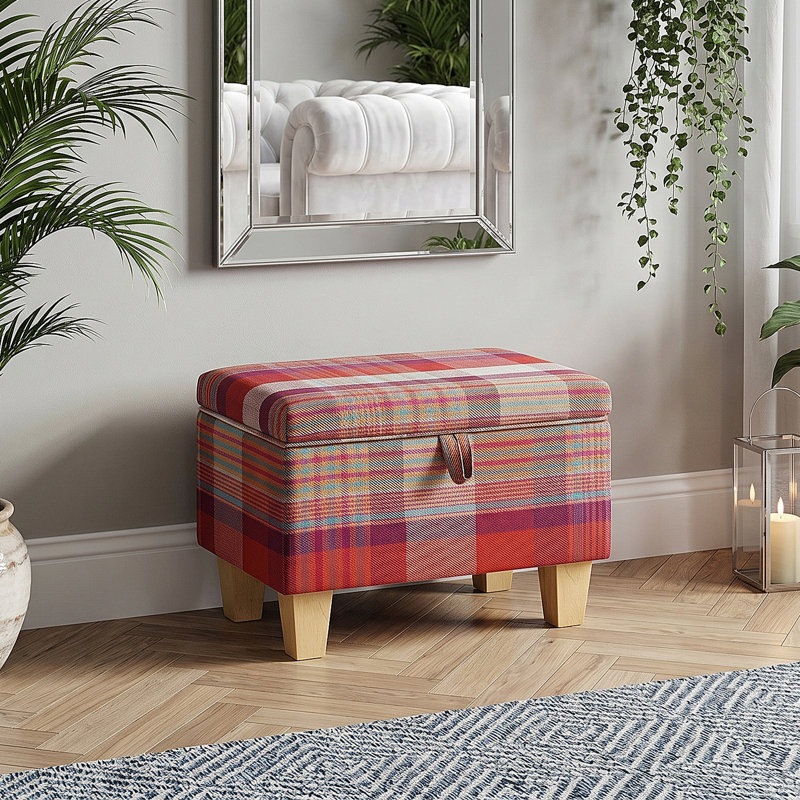 49cm Wide Rectangle Standard Ottoman, 36" H x 49" W x 33" D, Red Plaid
