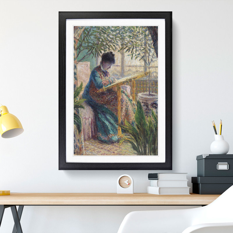 Madame Monet by Claude Monet - Picture Frame Painting, Black Framed, 48cm H x 36cm W x 2cm D