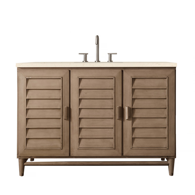 Portland 48'' W Single Vanity, Whitewashed Walnut, Ethereal Noctis, Widespread