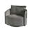 Doniphan Oversized Wale Corduroy Swivel Accent Chair With Furry Channel Pillow-441560339