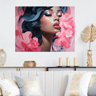 Art floral rose et bleu II