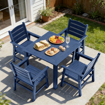 All-Weather Rust-Resistant Outdoor Dining Sets For Backyard Garden 1-Table 4-Chairs