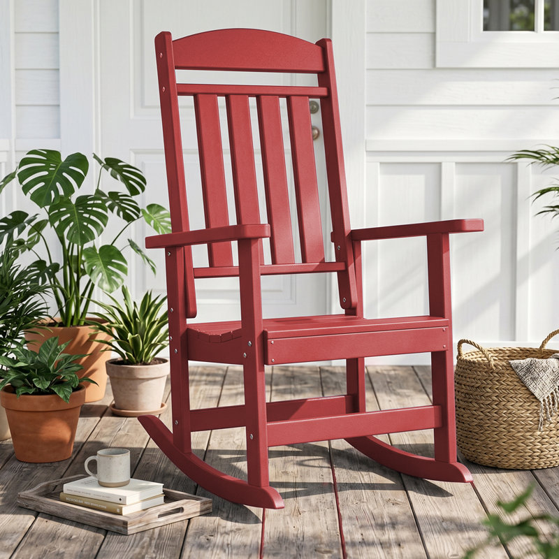 Chaise berçante pour l'extérieur en PEHD Oxing, Rouge