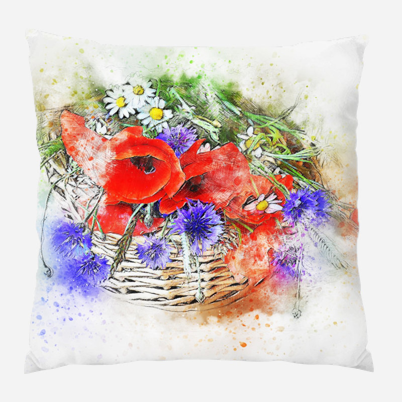 Coussin décoratif fleurs Kauffman, Microsuède, Intérieur