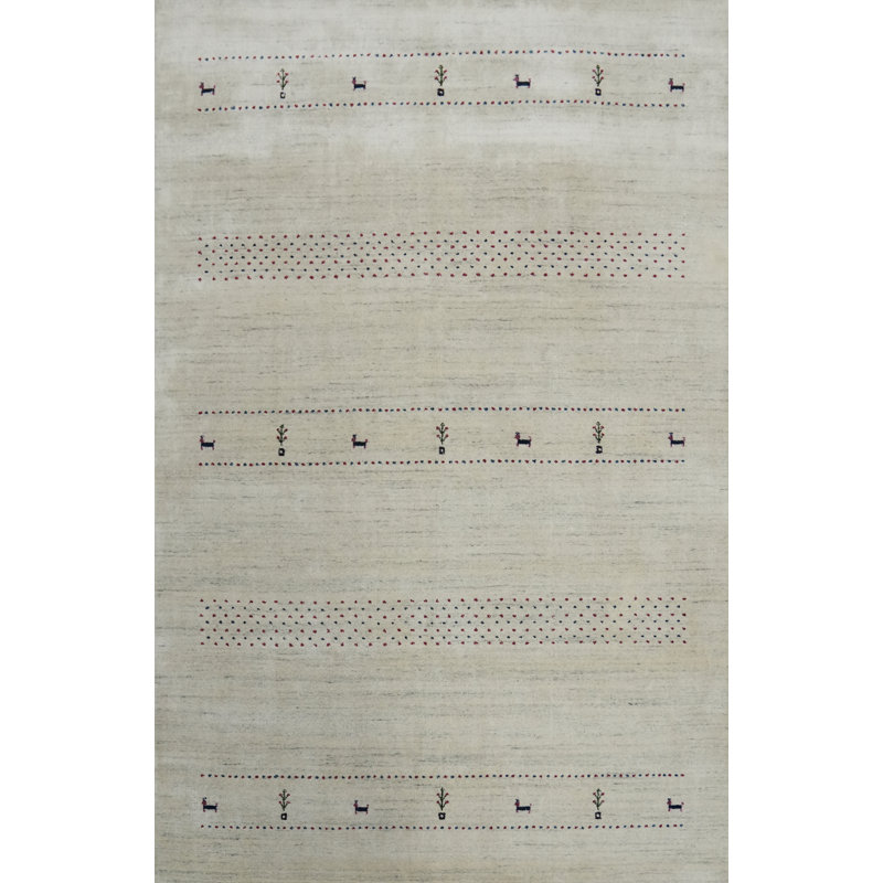 Tapis indien de style Gabbeh avec petits animaux 6 x 9
