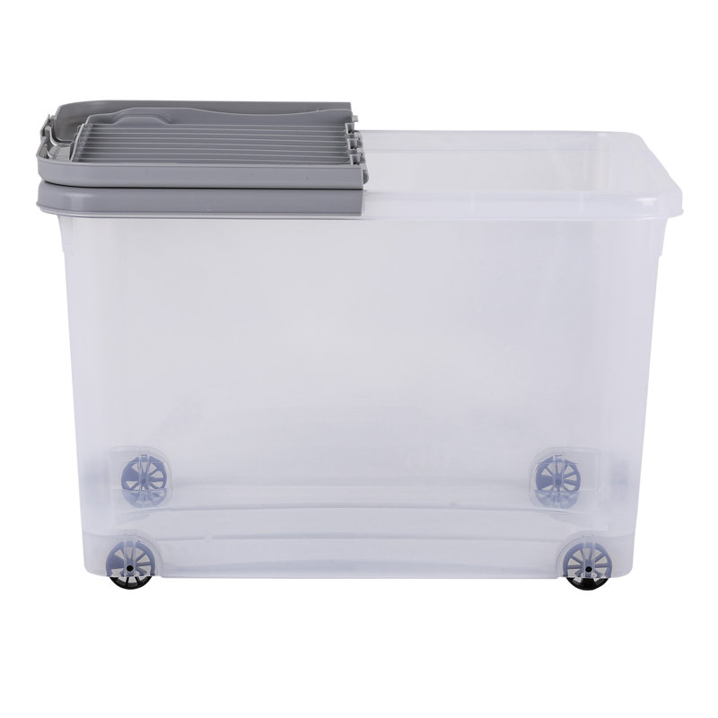 Wham 32L Box with Wheels & Folding Lid Pack of 5 Clear/Cool Grey