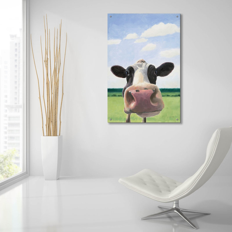  «Drôle de vache» par James Wiens, art mural en verre acrylique, 24 po x 36 po