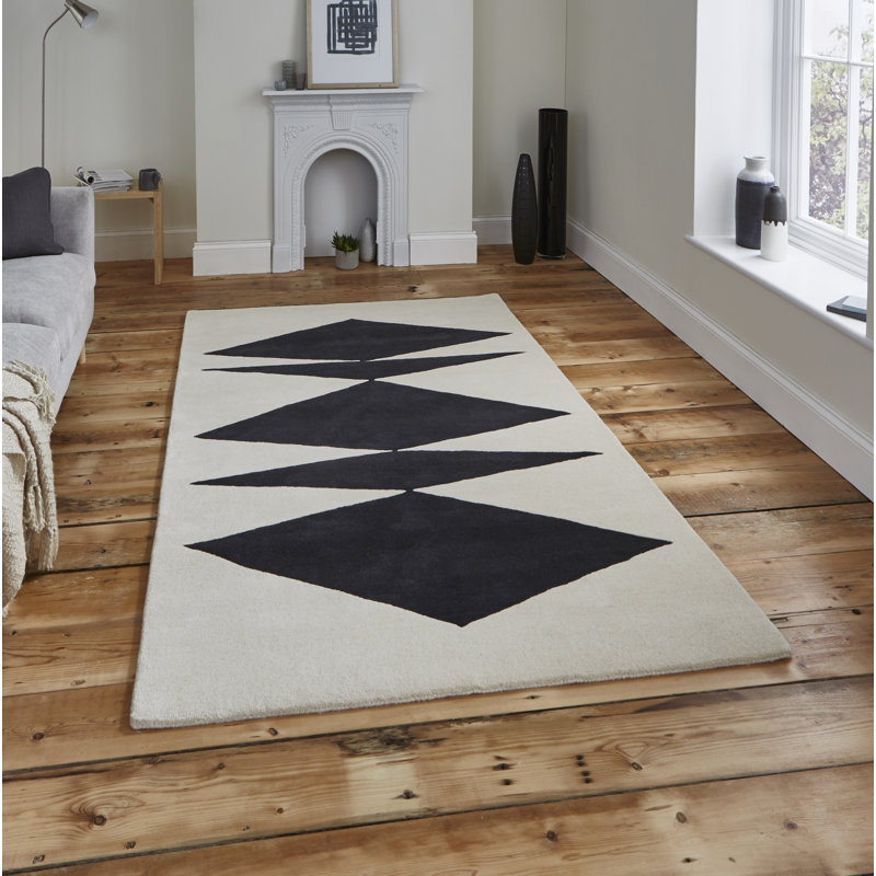 Inaluxe Lucia Hand Tufted Wool Black/Grey Rug, Rectangle 150 x 230cm