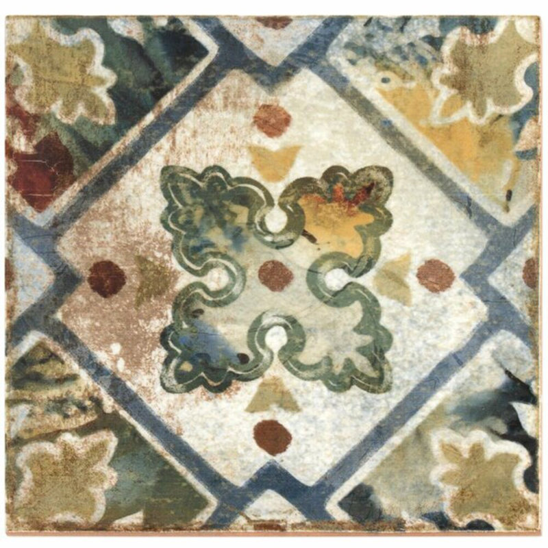 Angela Harris Dunmore 8x8 Polished Hand Painted Look Ceramic Tile