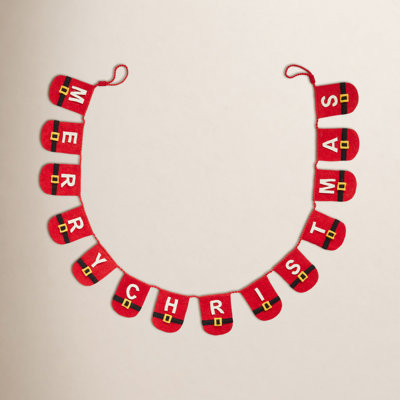 Santa Wool Felt Garland Red Christmas