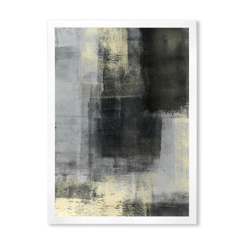 Art moderne gris et bleu II 2FDP47708, H 36 po x l 24 po x P 1 po, Cadre blanc