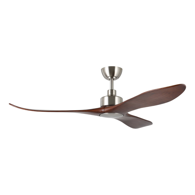 Ventilateur de plafond Zionne, Nickel brossé, Bois brun foncé