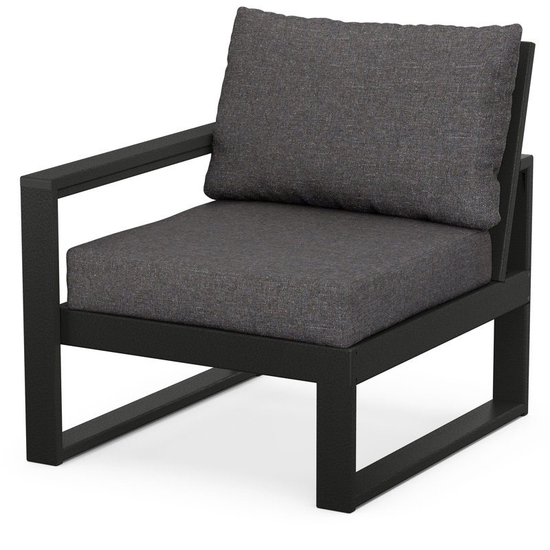 POLYWOOD Outdoor Lounge Chair, Black, Ash Charcoal