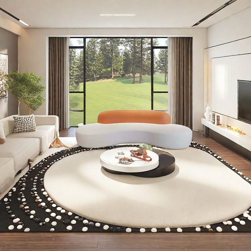 Canapé demi-cercle, H 27,56 po x l 66,93 po x P 32,68 po, 2