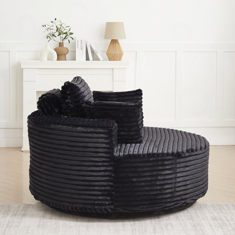 Canapé simple rembourré pivotant à 360 degrés, Black Corduroy, Black