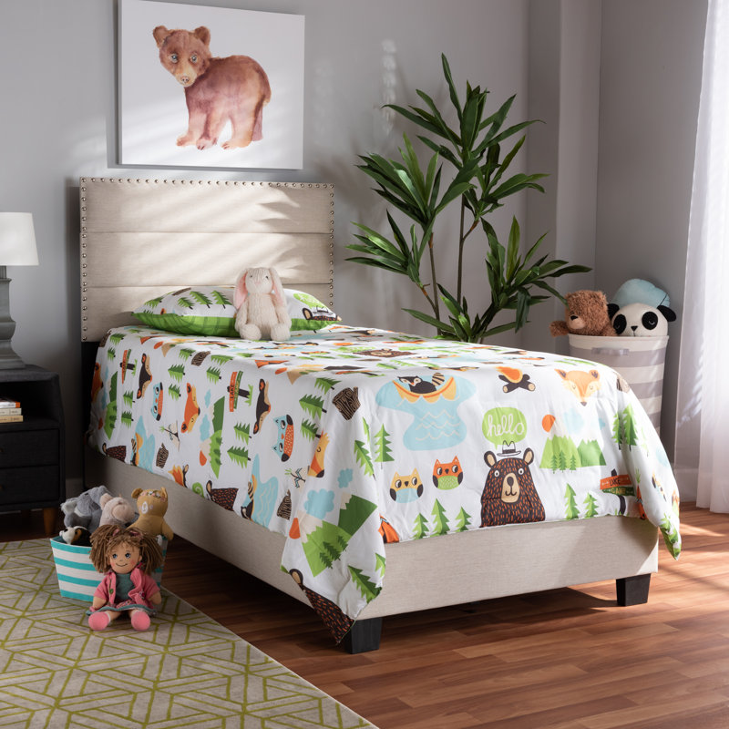 Lit tapissier standard Etalo, Beige, Simple