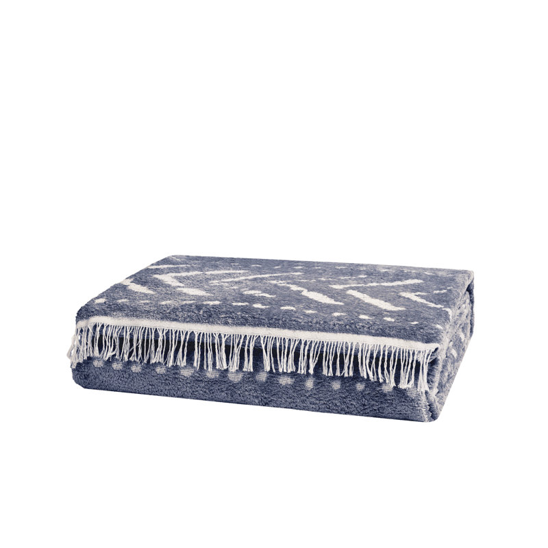 Polyester Jacquard Chevron / Zig Zag Coverlet, King Coverlet, Blue