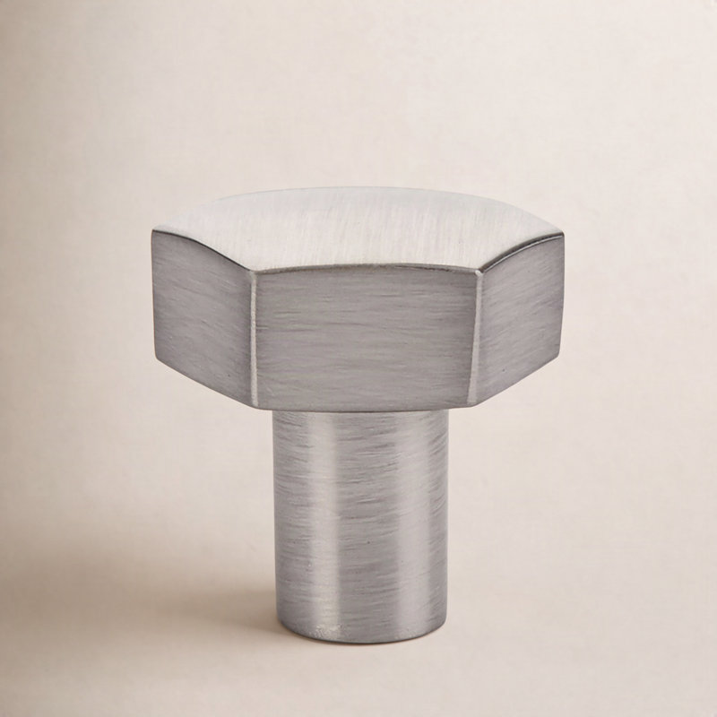 Urban Modern 1 1/8 Geometric Knob, Satin Nickel