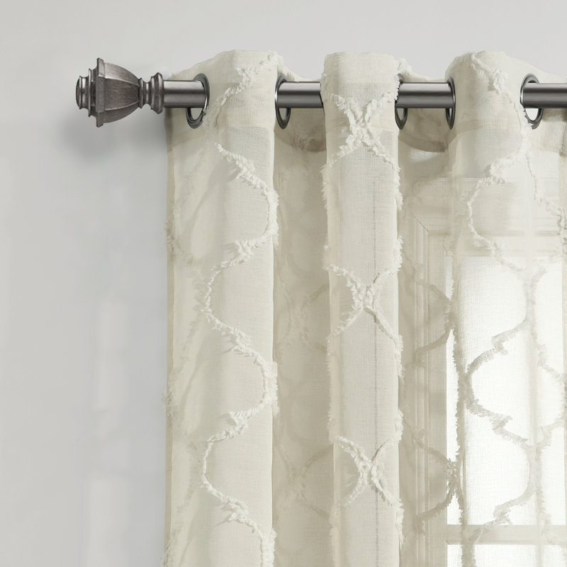 Paire de rideaux transparents Avon Trellis, L 38 po x H 84 po, Neutre