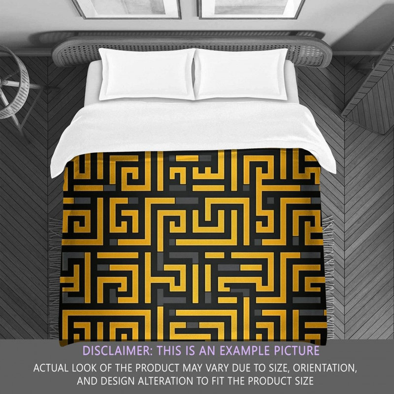 Polyester Comforter, Queen Comforter, Gold/Gray Geometric