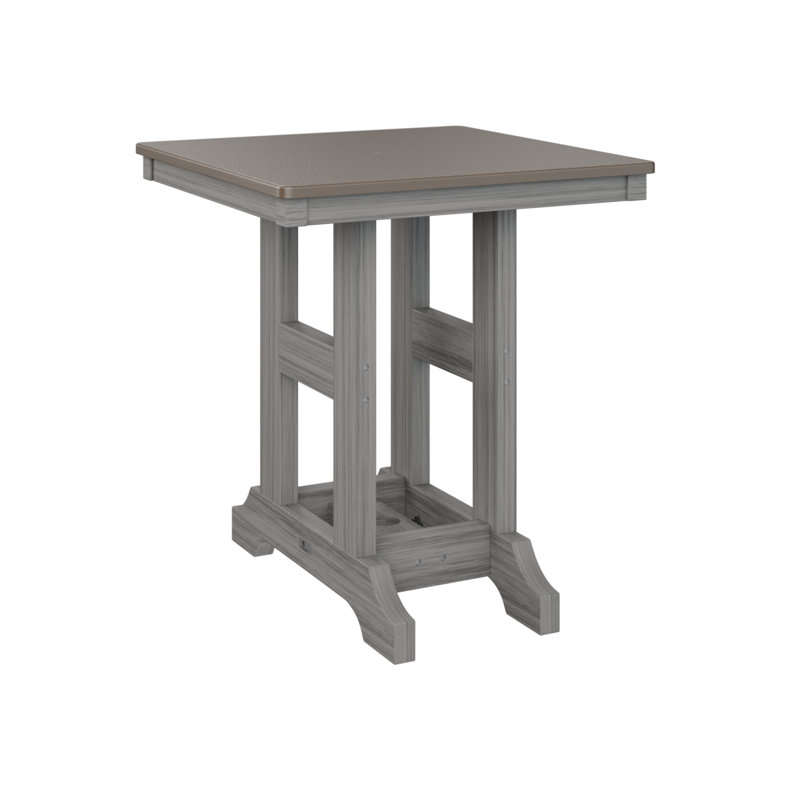 Table de bar d'extérieur carrée Garden Classic, Bronze martelé, H 35,5 po x l 28 po x P 28 po, Bois flottant gris