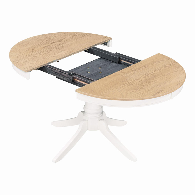 Ensemble de salle à manger extensible 5 pièces avec table de salle à manger extensible ronde Roane et 4 chaises rembourrées Roane