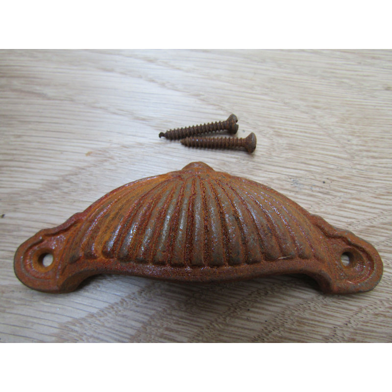 Ridged Cup Pull Handle Antique Copper, Rust