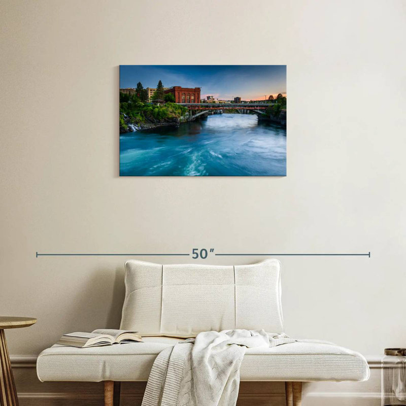 Rivière Nicci Spokane au coucher du soleil, H 20 po x l 30 po