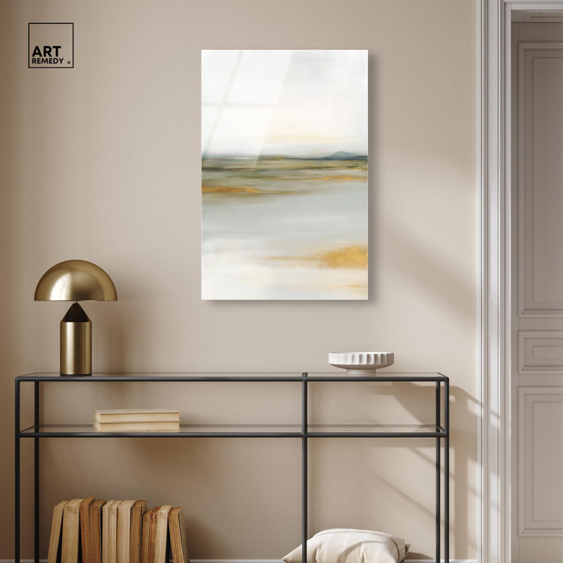 Acrylique vert «Misty Expanse I» par Art Remedy, prêt à être accroché, H 30 po x l 20 po