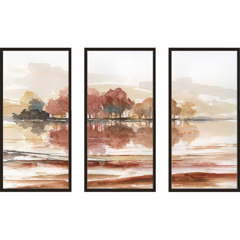 Earthy Dreams - 3 pièces, cadre flottant, peinture sur toile, L 52,5 po x H 33,5 po