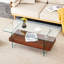 Table basse rectangulaire flottante double couche, pieds en verre brun, l 43,3 po x L 23,6 po x H 16,7 po, pieds en verre brun-1488672583