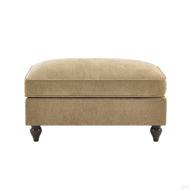 Elegant Ruffled Chenille Ottoman, Brown