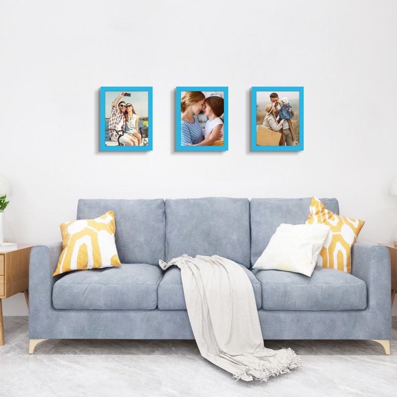 Cadre photo collage, ensemble de 3, Bleu, L 8 po x H 10 po