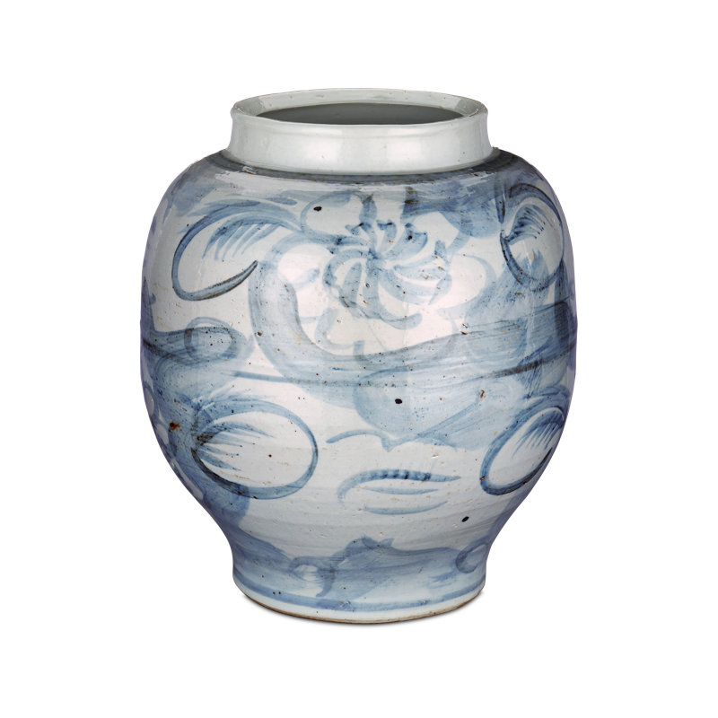 Ming-Style Countryside Large Preserve Pot, 13.25" H x 13" W x 13" D