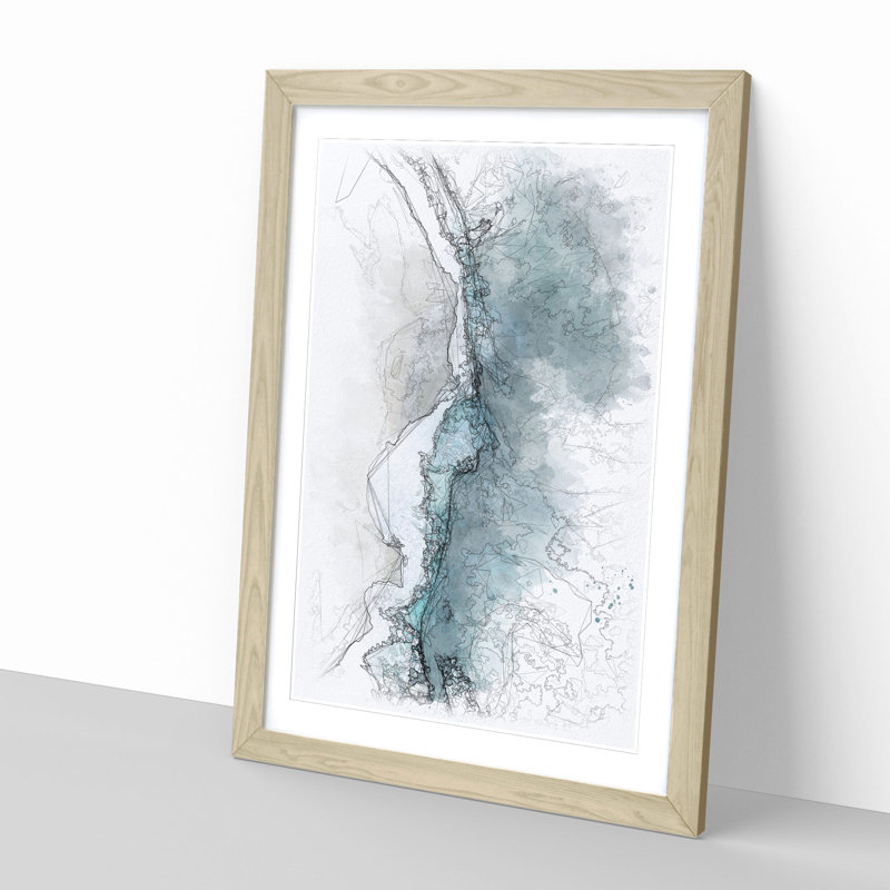Ocean Kissing The Beach - Single Picture Frame Painting on MDF, 33cm H x 24cm W x 2cm D, Oak Framed